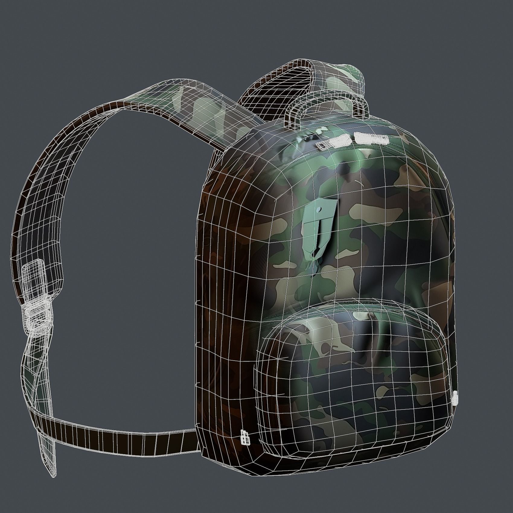 Backpack military combat Black baggage Low-poly Low-poly 3D model_7