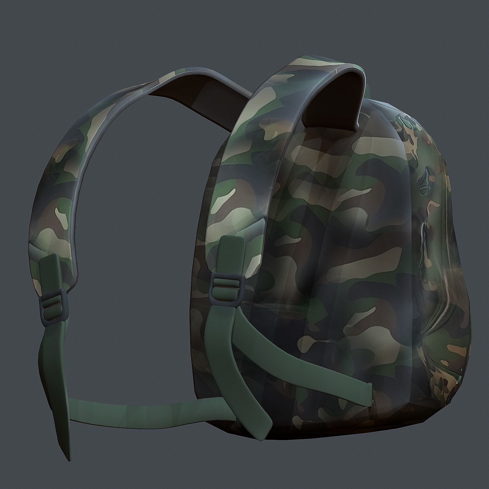 Backpack military combat Black baggage Low-poly Low-poly 3D model_5