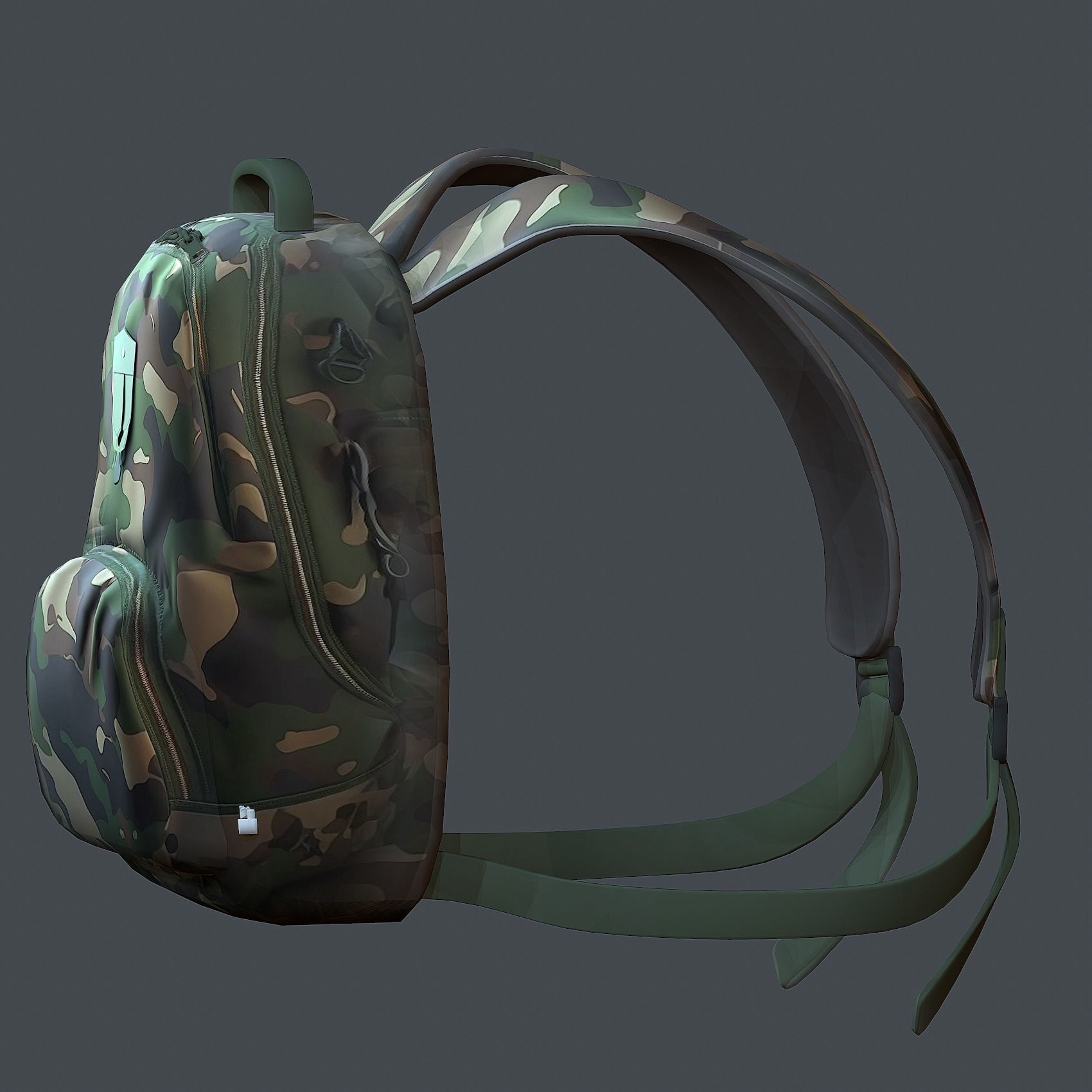 Backpack military combat Black baggage Low-poly Low-poly 3D model_3