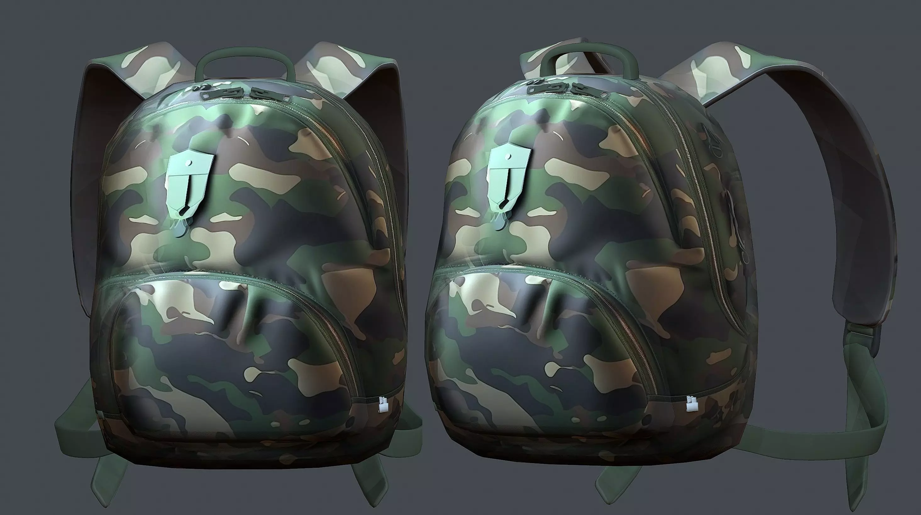 Backpack military combat Black baggage Low-poly Low-poly 3D model_0