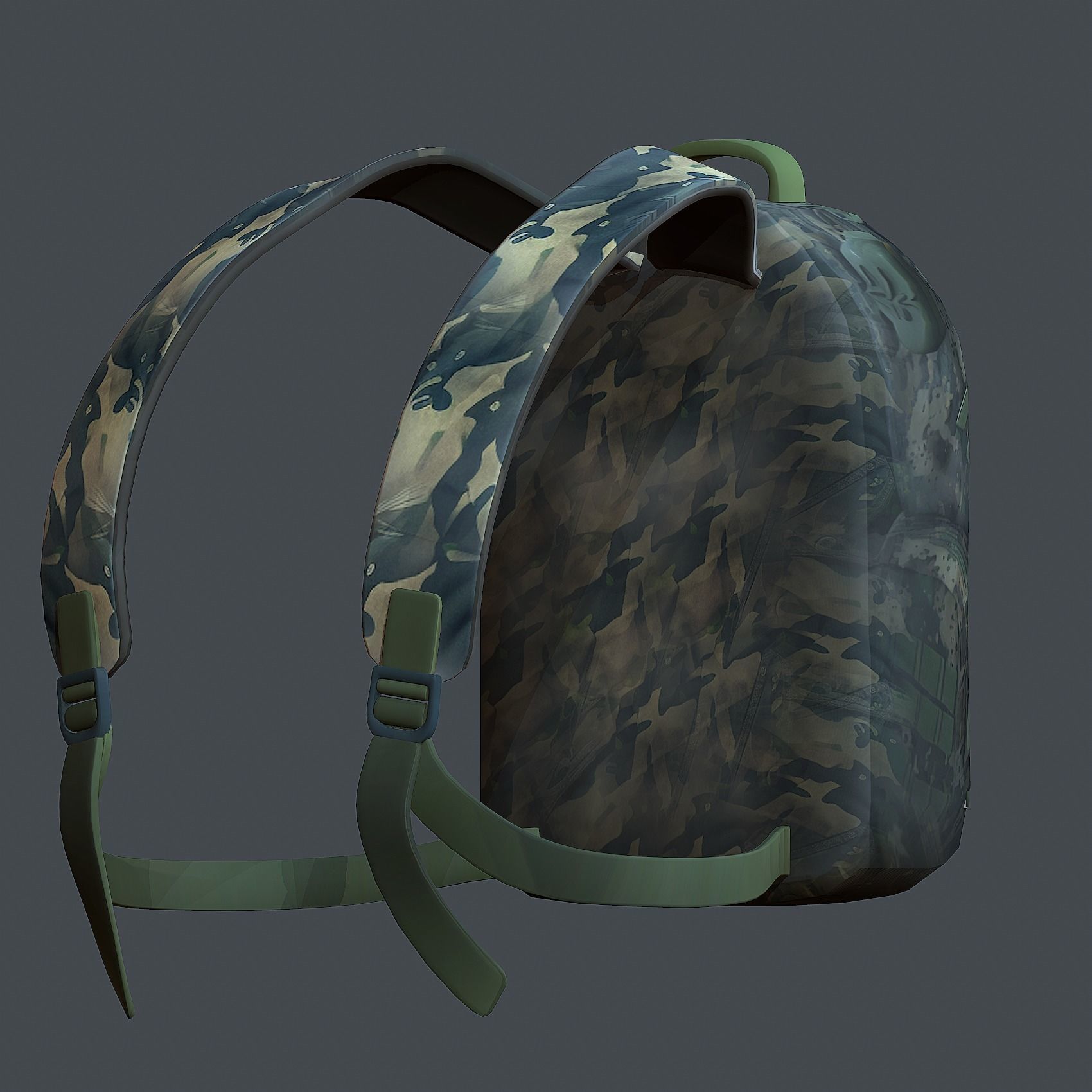 Backpack military combat Black baggage Low-poly  Low-poly 3D model_4