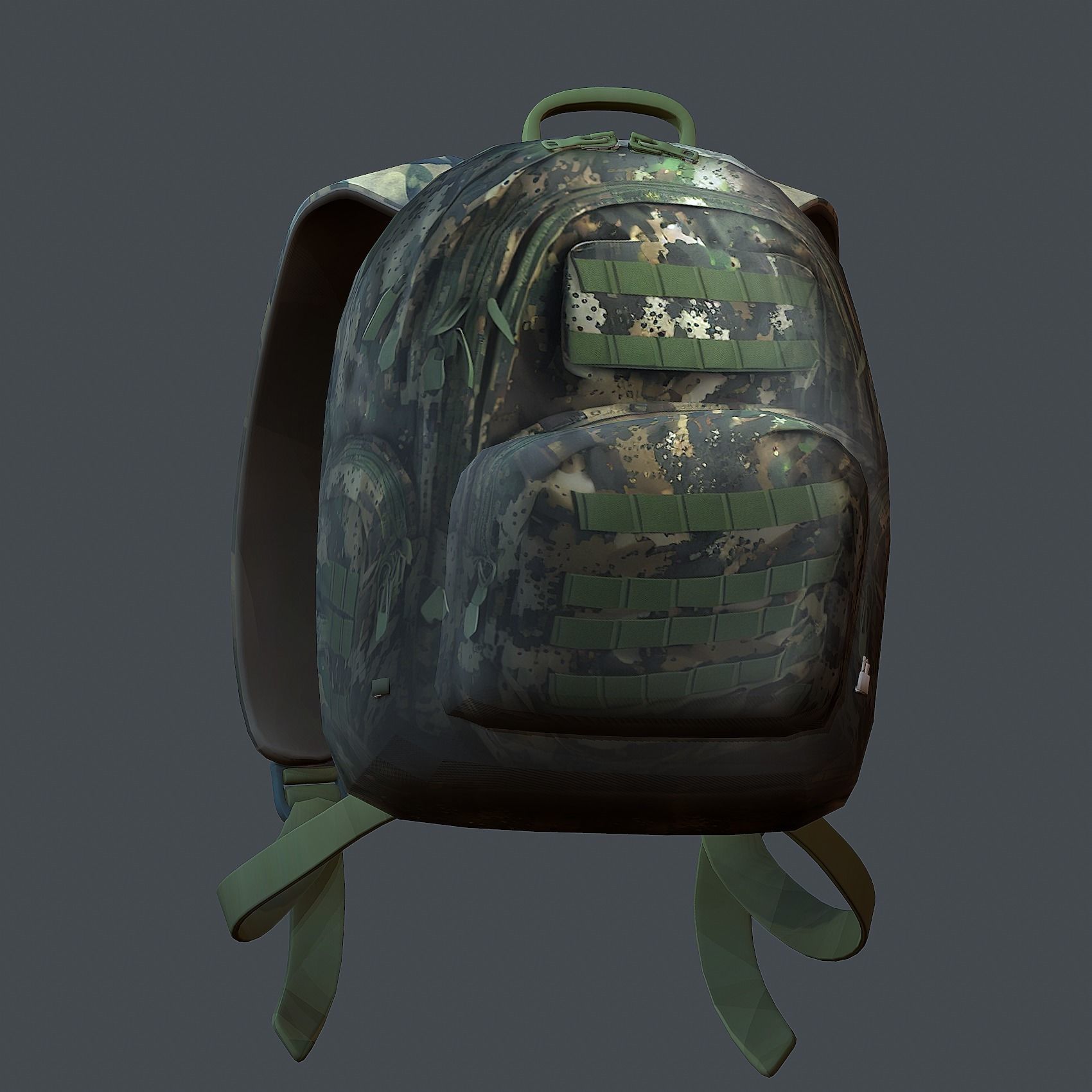 Backpack military combat Black baggage Low-poly  Low-poly 3D model_5