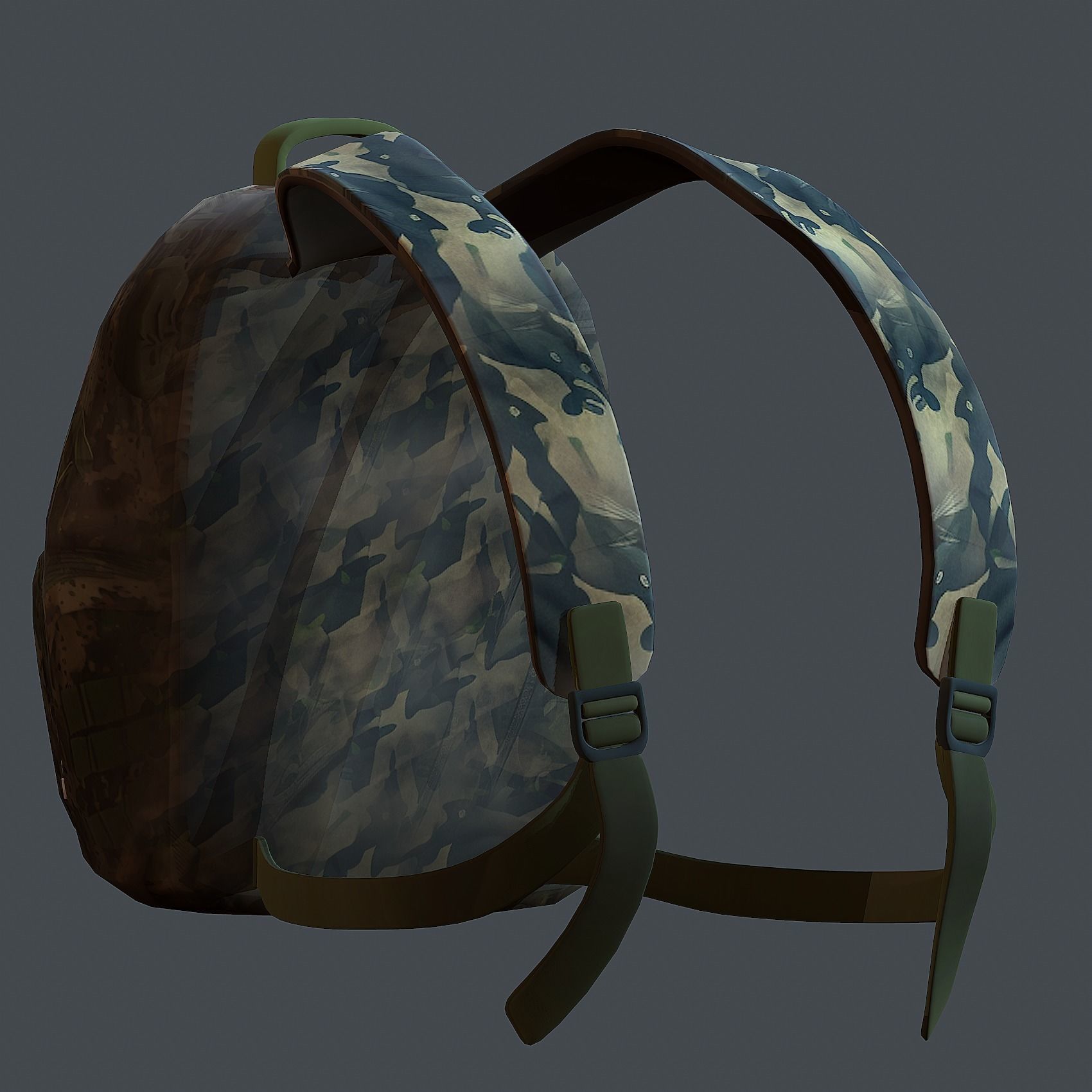 Backpack military combat Black baggage Low-poly  Low-poly 3D model_3