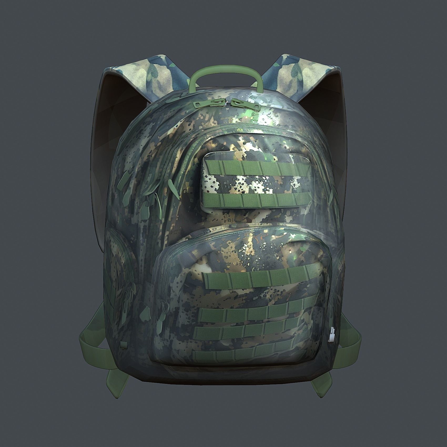 Backpack military combat Black baggage Low-poly  Low-poly 3D model_2