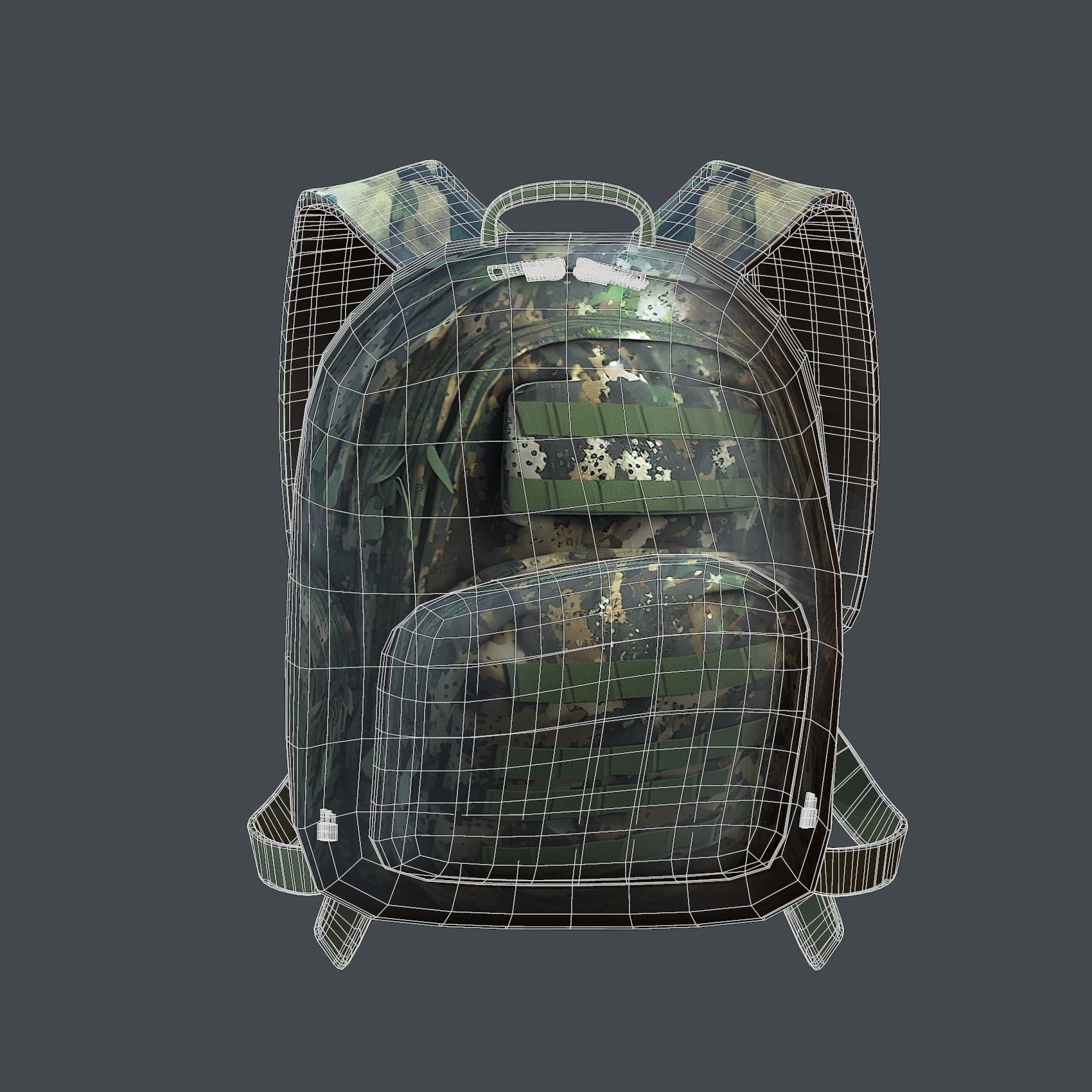 Backpack military combat Black baggage Low-poly  Low-poly 3D model_8