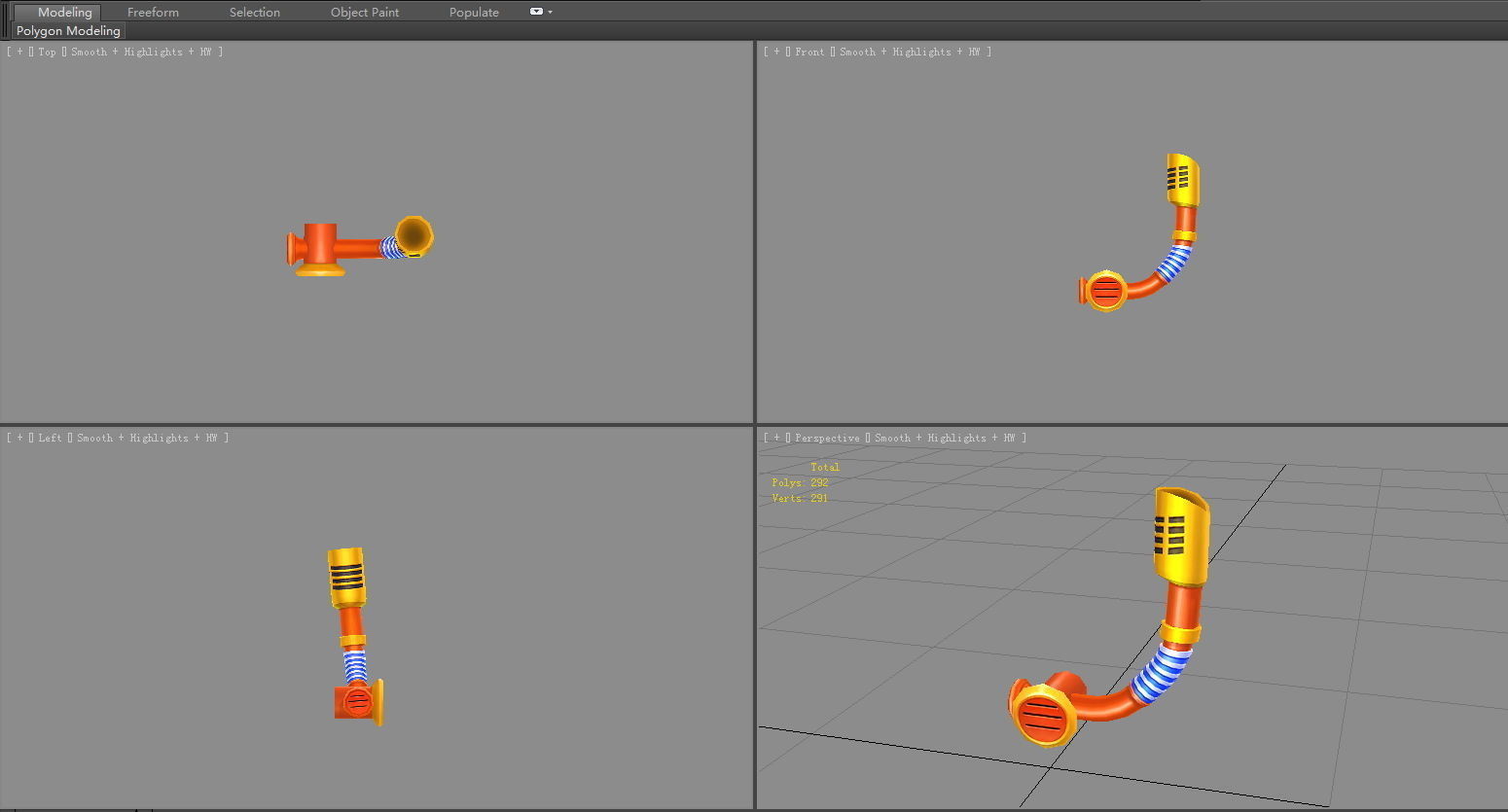 Cartoon  snorkel - breathing tube Low-poly 3D model_4