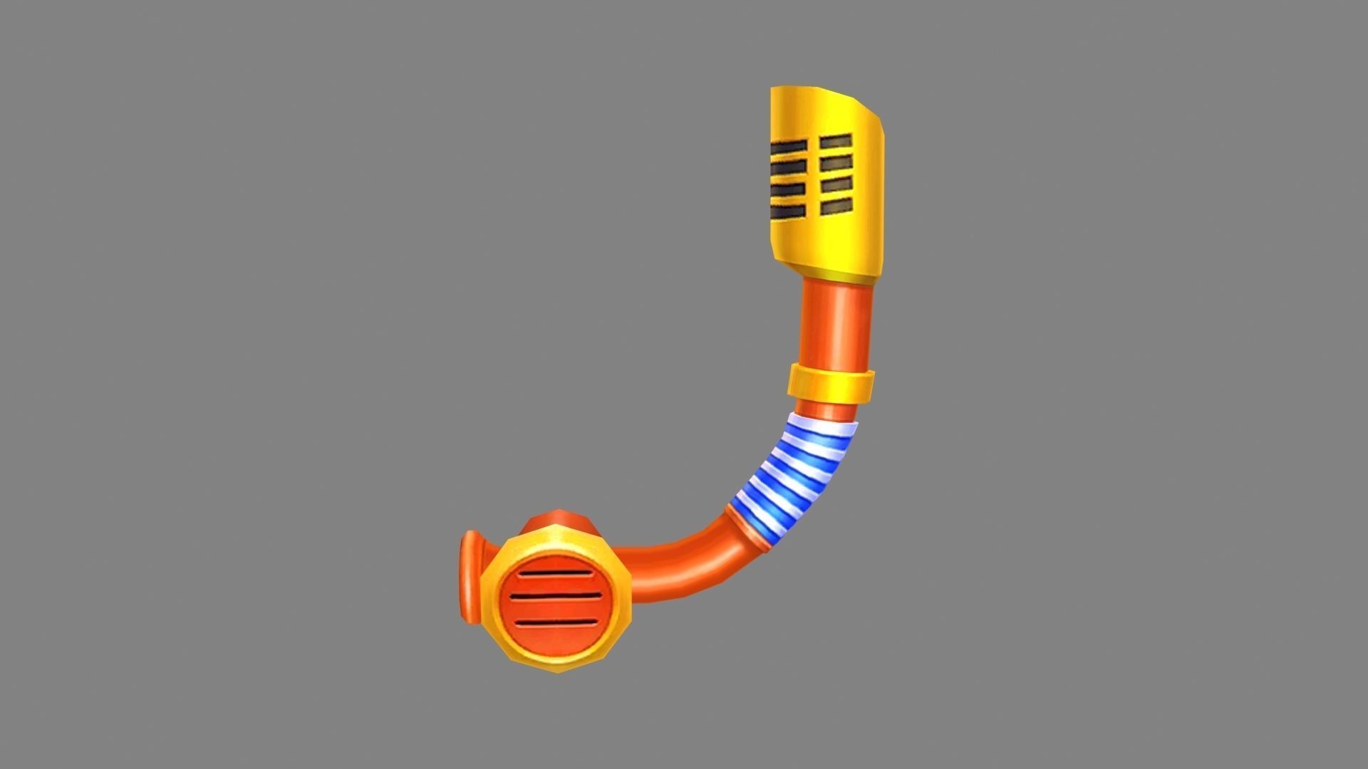 Cartoon  snorkel - breathing tube Low-poly 3D model_1