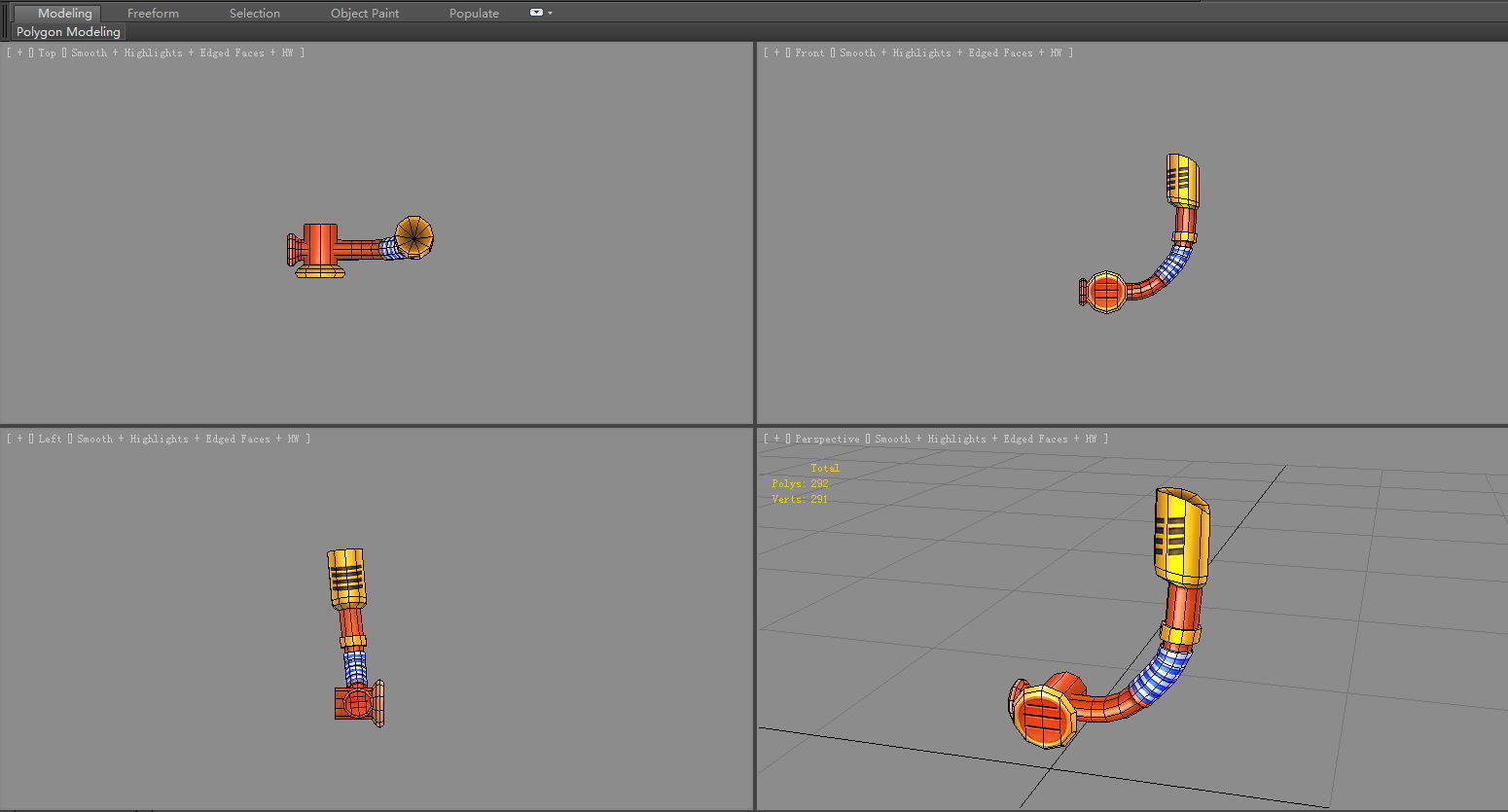 Cartoon  snorkel - breathing tube Low-poly 3D model_5