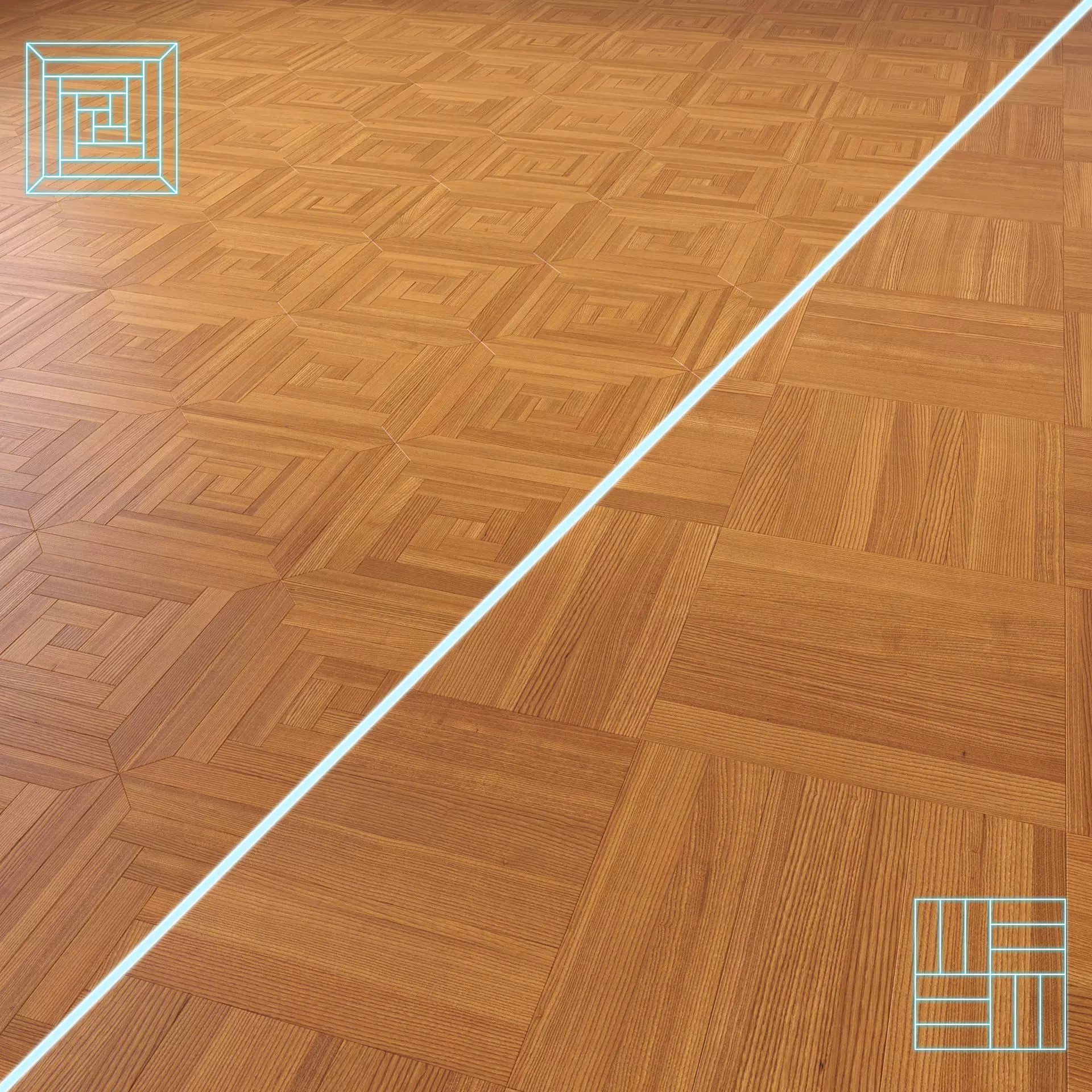 Parquet - Laminate - Wooden floor 2 in 1 Low-poly 3D model_0