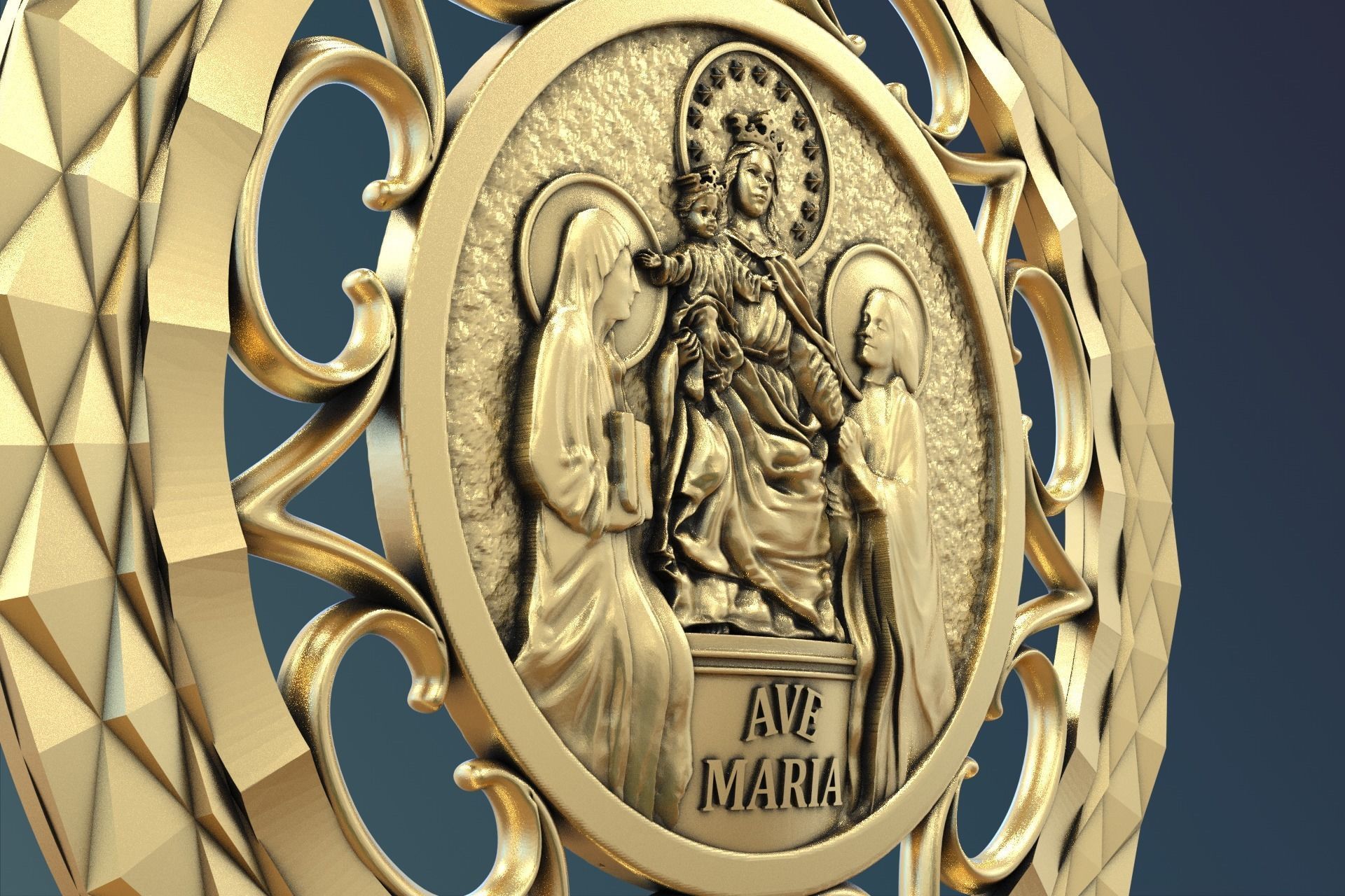 Ave Maria pendant  3D print model_5