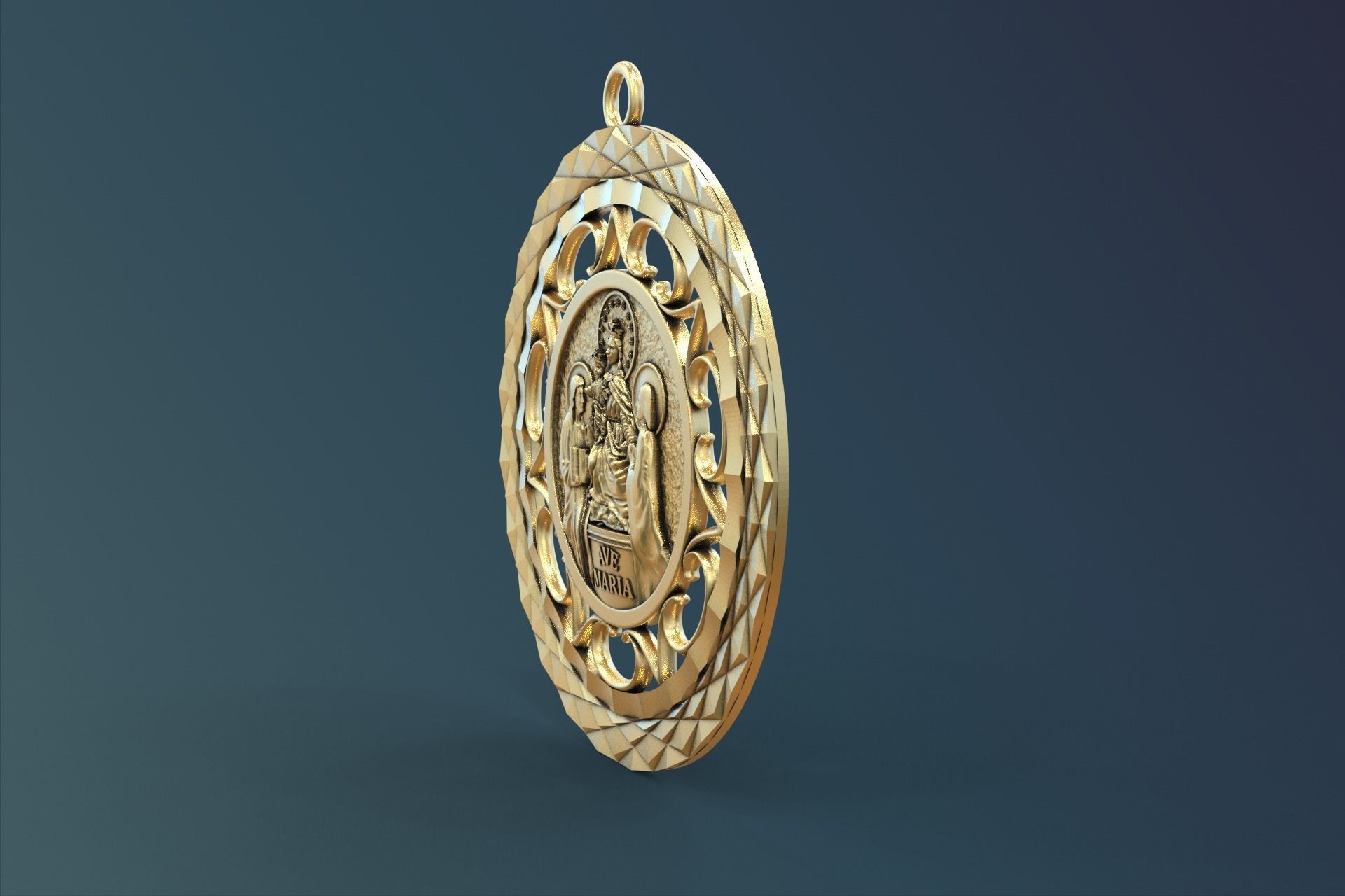 Ave Maria pendant  3D print model_3