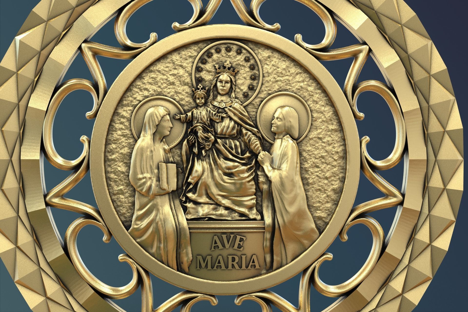 Ave Maria pendant  3D print model_4