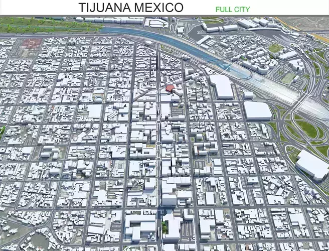 Tijuana Mexico 40km Low-poly 3D model