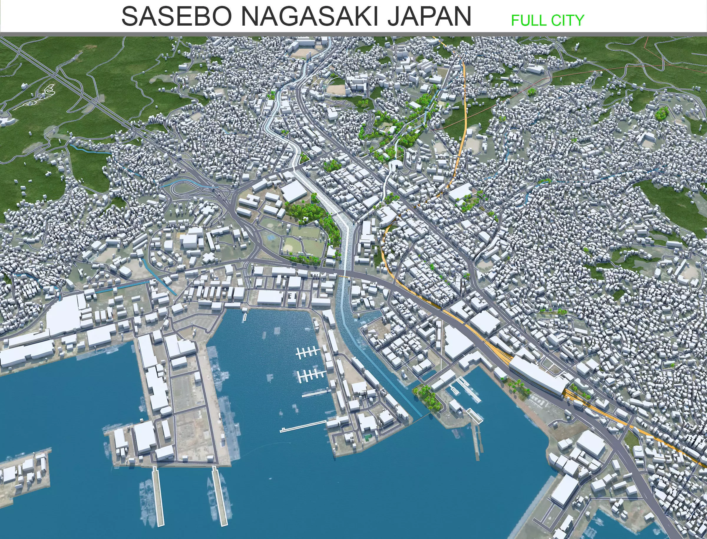 Sasebo Nagasaki Japan 30km AI Low-poly 3D model