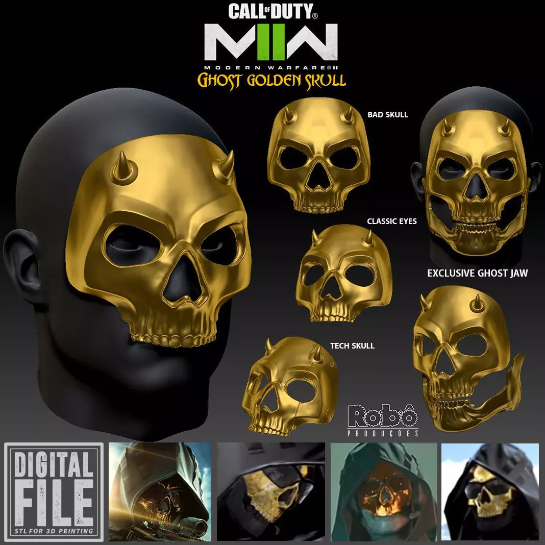 Ghost Gilded Reaper Bone Chiller Golden Skull Mask MW2 - WARZONE 3D print model_0