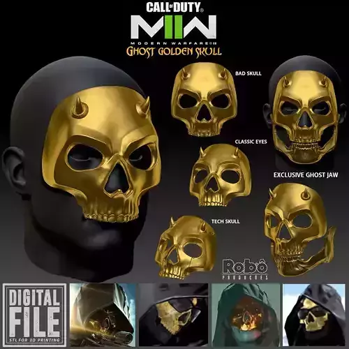 Ghost Gilded Reaper Bone Chiller Golden Skull Mask MW2 - WARZONE 3D print model
