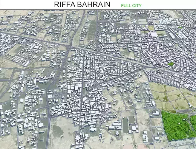 Riffa Bahrain 15km Low-poly 3D model