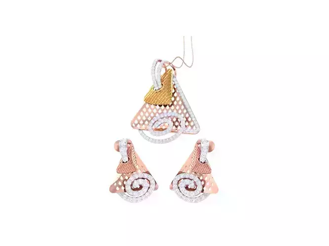 Earring Pendant Set 3dm STL OBJ FBX Renders Details