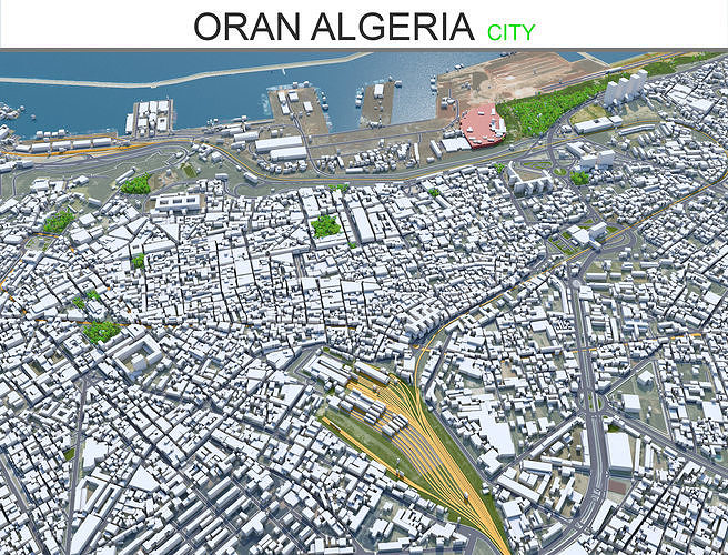 Oran City Algeria 30km Low-poly 3D model