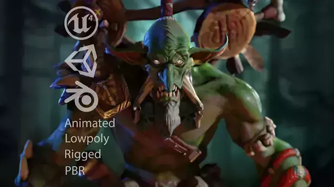 Voodoo orc Low-poly 3D model
