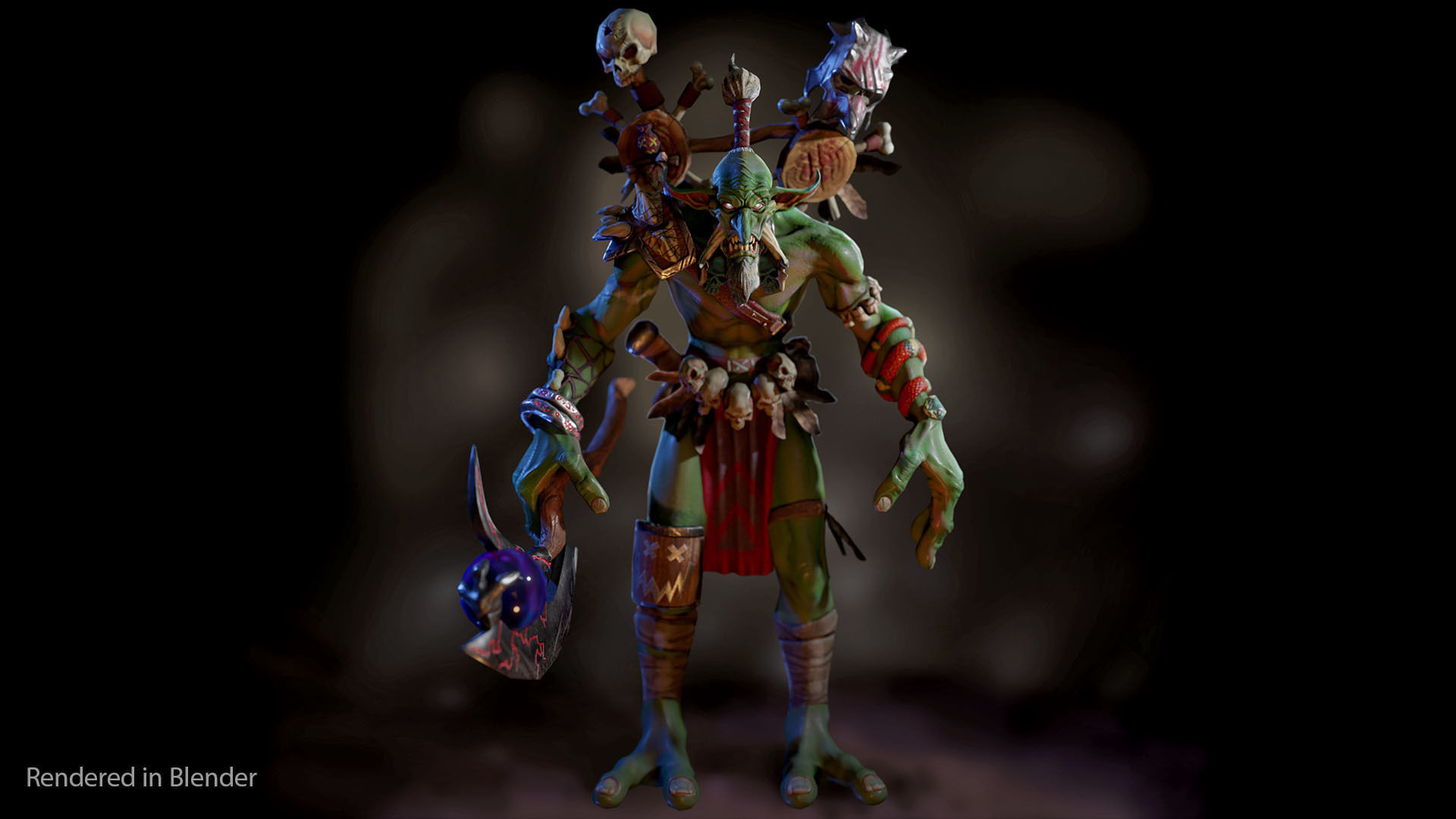 Voodoo orc Low-poly 3D model_4