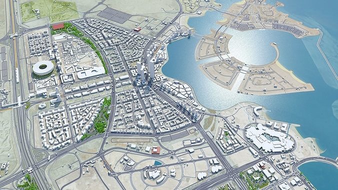 Lusail Qatar 20km Low-poly 3D model 2