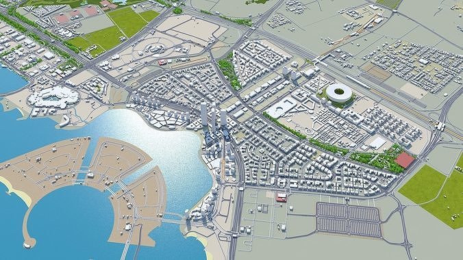 Lusail Qatar 20km Low-poly 3D model 7