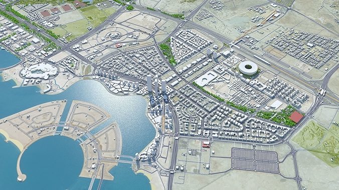 Lusail Qatar 20km Low-poly 3D model 6
