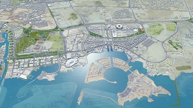 Lusail Qatar 20km Low-poly 3D model 5