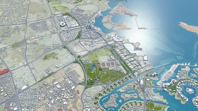 Lusail Qatar 20km Low-poly 3D model 3