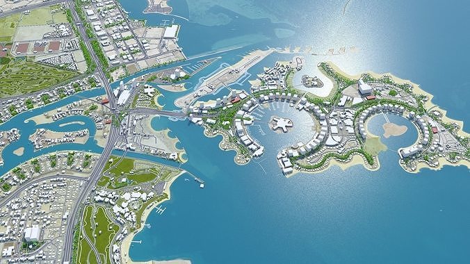 Lusail Qatar 20km Low-poly 3D model 4