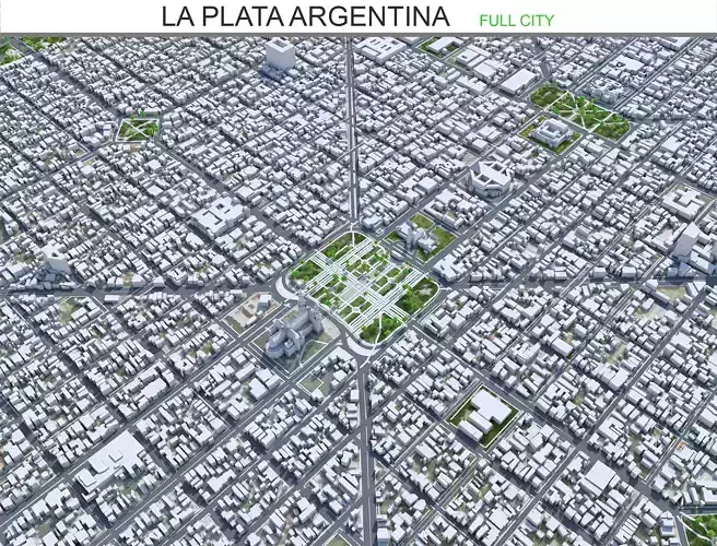 La Plata Argentina 50km Low-poly 3D model