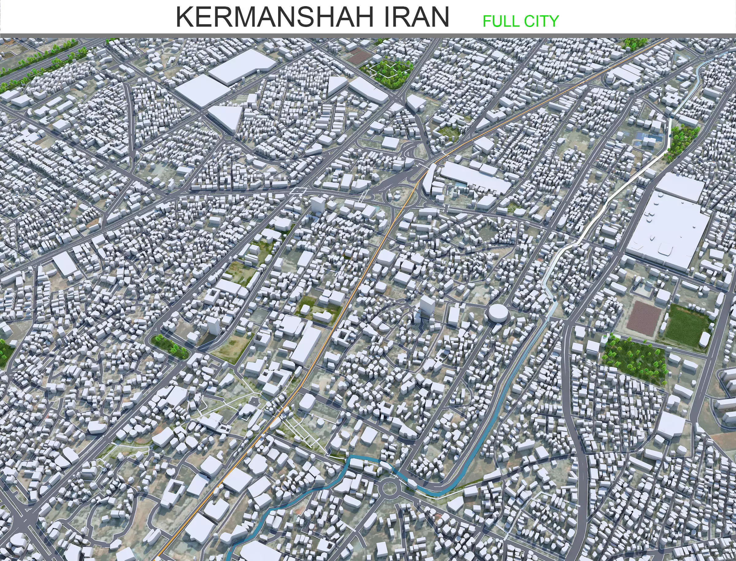 Kermanshah Iran 50km AI Low-poly 3D model
