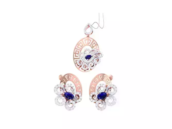 Earring Pendant Set 3dm STL OBJ FBX Renders Details