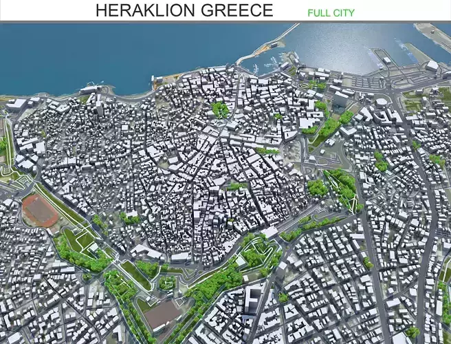 Heraklion Greece 30km AI Low-poly 3D model