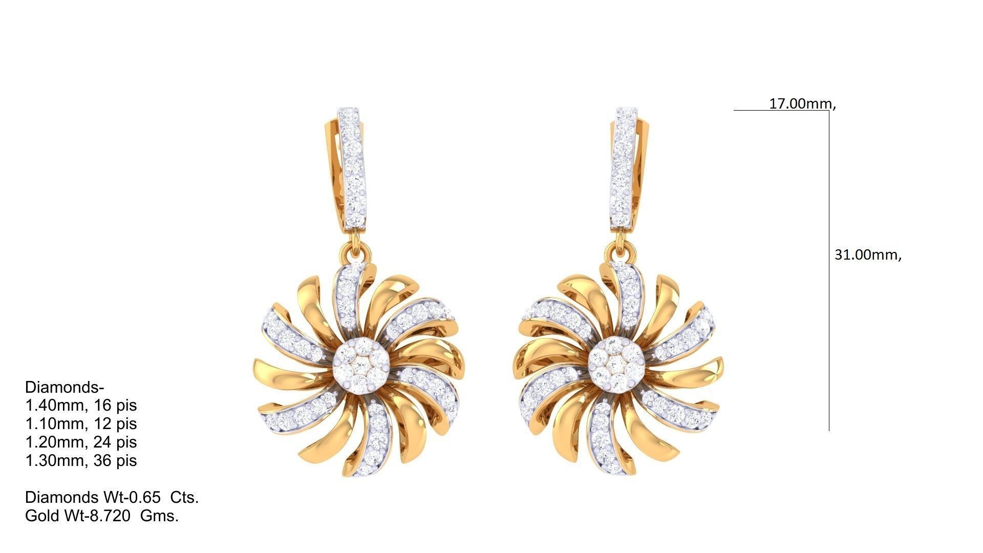 Earring Pendant Set 3dm STL OBJ FBX Renders Details 3D print model_1