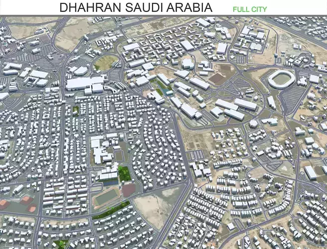 Dhahran Saudi Arabia 50km Low-poly 3D model