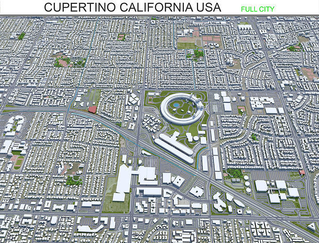 Cupertino California USA 20km Low-poly 3D model