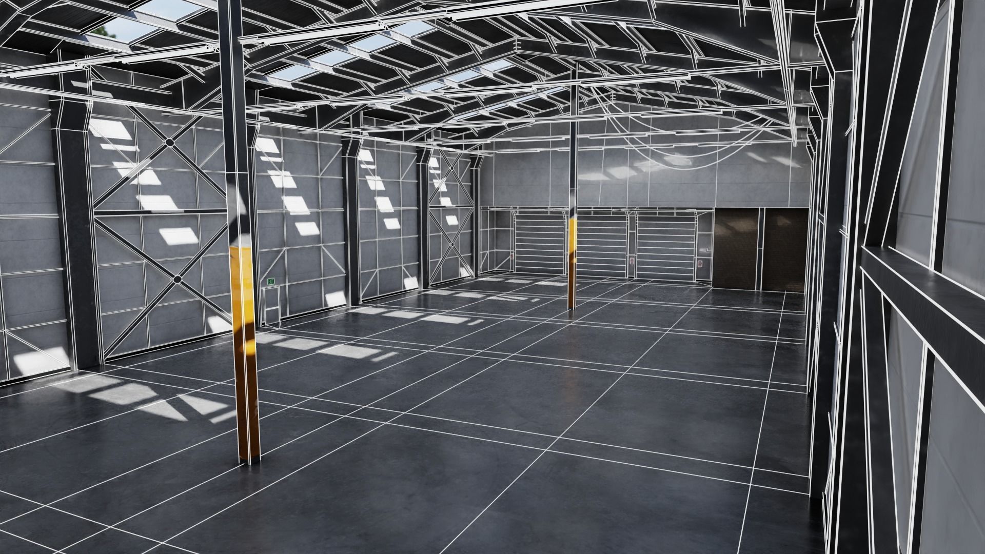 Used Empty Warehouse Interior 8K and 4K Textures Low-poly 3D model_1