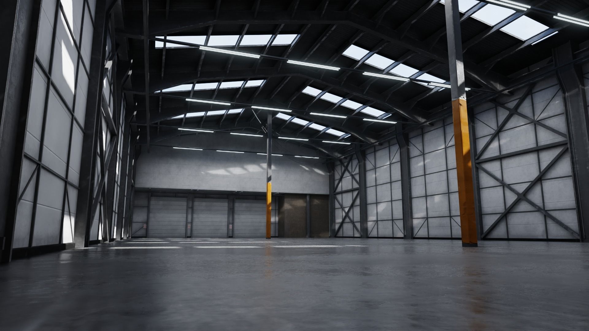 Used Empty Warehouse Interior 8K and 4K Textures Low-poly 3D model_6