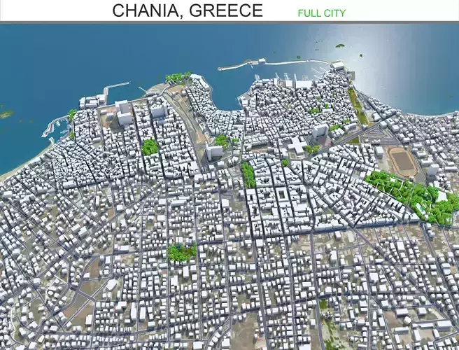 Chania Greece 30km AI Low-poly 3D model