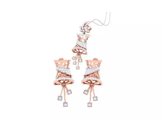 Earring Pendant Set 3dm STL OBJ FBX Renders Details 3D print model