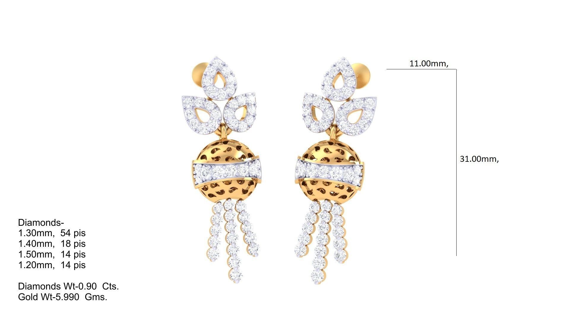 Earring Pendant Set 3dm STL OBJ FBX Renders Details 3D print model_2