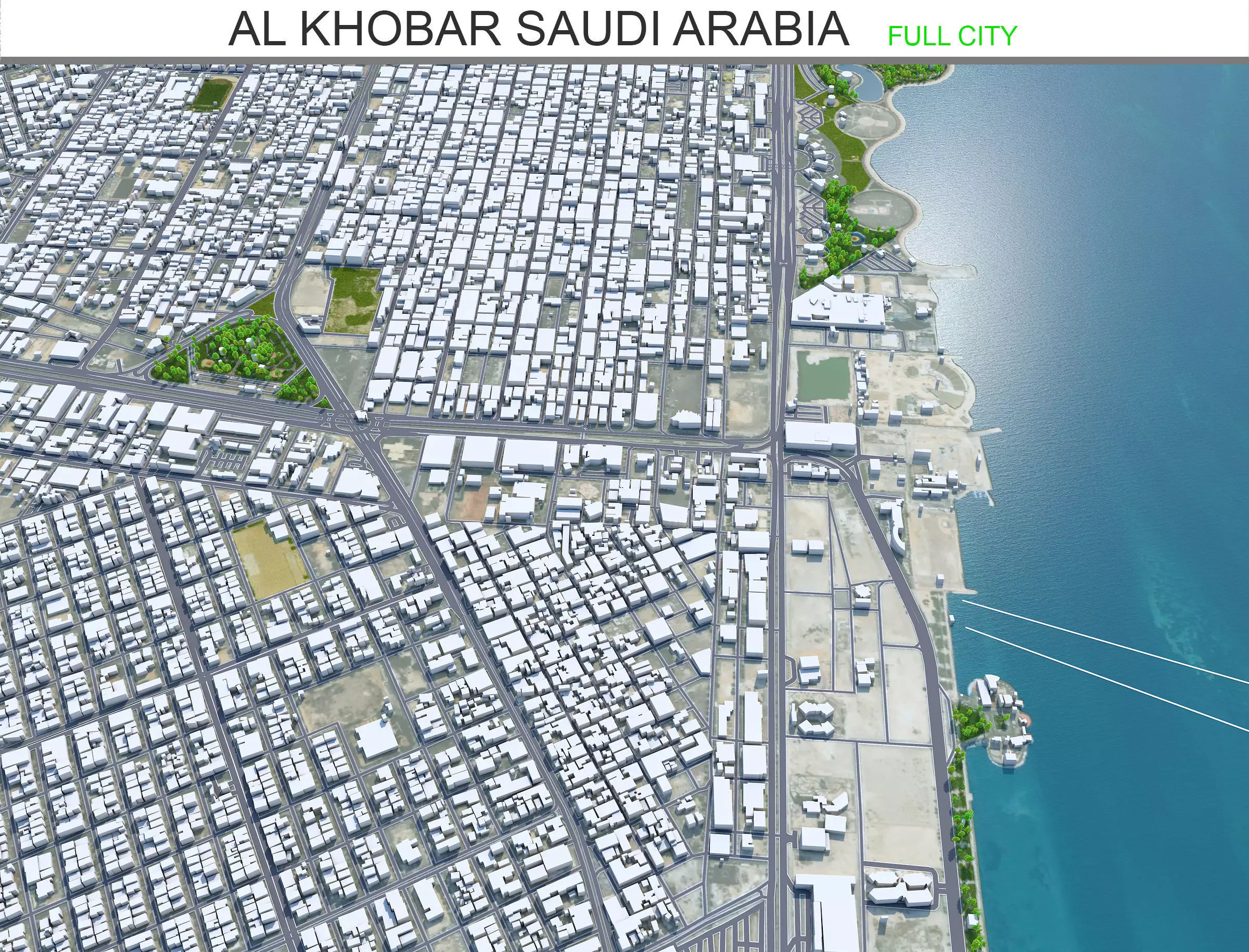 Al Khobar Saudi Arabia 50km Low-poly 3D model_0