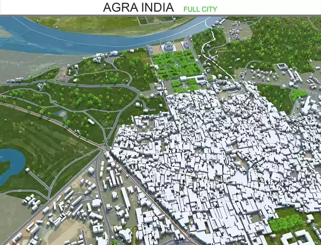 Agra India 50km Low-poly 3D model
