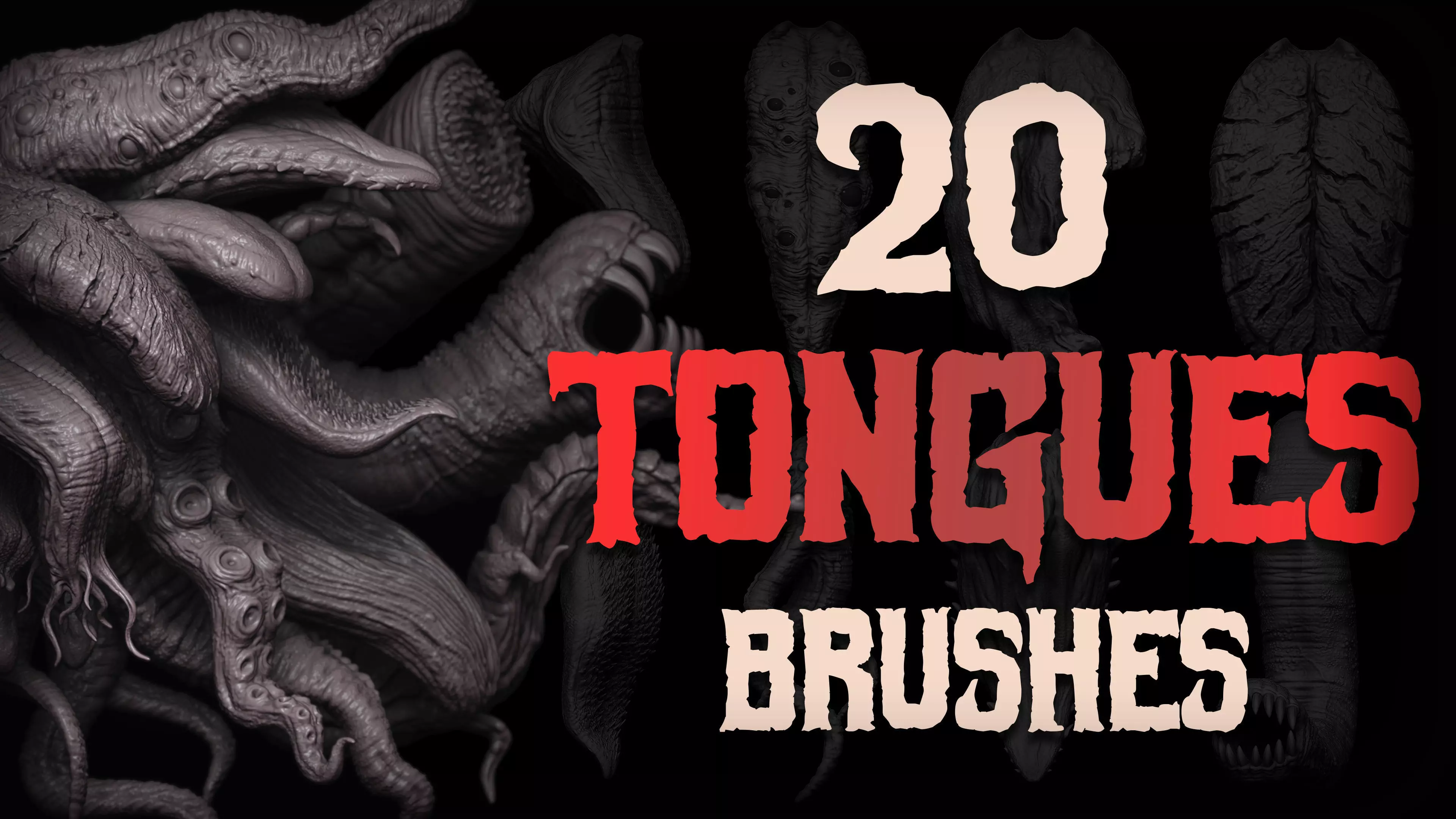 20 Tongues IMM Brush and OBJ 3D model_0