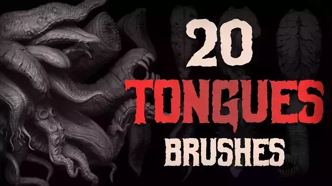 20 Tongues IMM Brush and OBJ 3D model