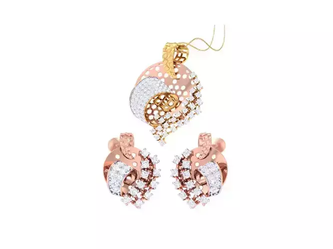 Earring Pendant Set 3dm STL OBJ FBX Renders Details 3D print model