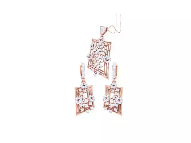 Earring Pendant Set 3dm STL OBJ FBX Renders Details 3D print model