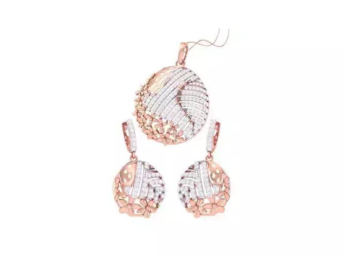 Earring Pendant Set 3dm STL OBJ FBX Renders Details 3D print model